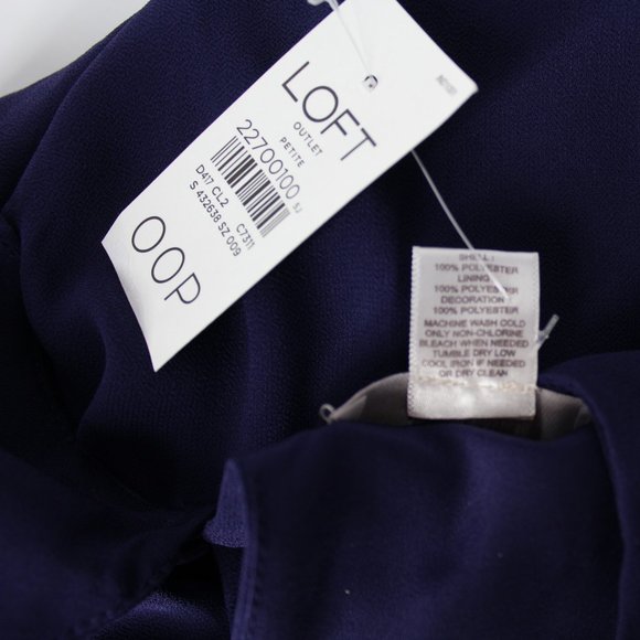 LOFT dress petite 00 00P Blue Embroidered Floral Hem Sleeveless Shift A-line - Picture 10 of 10